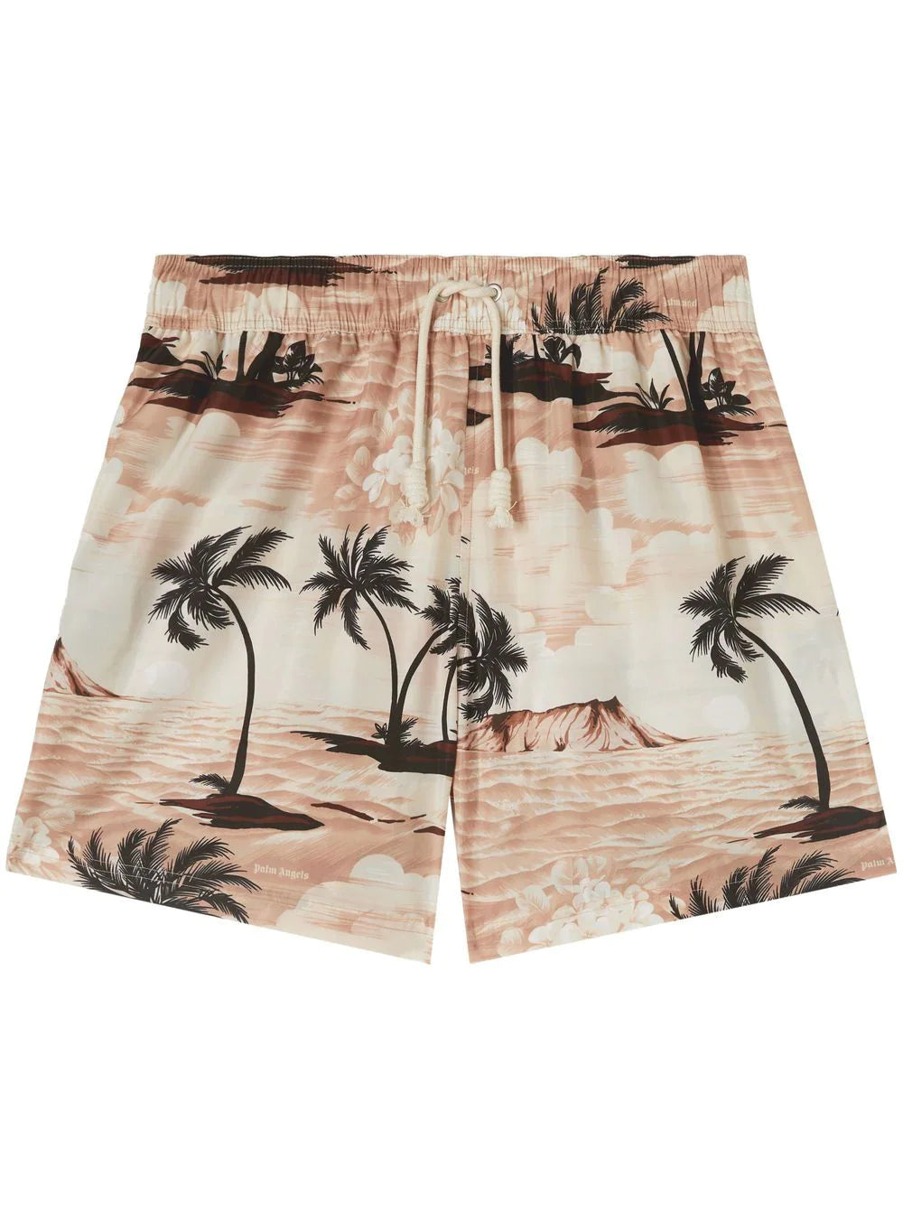 PALM ANGELS Hawaiian Dream Swim Shorts Beige/Black - MAISONDEFASHION.COM