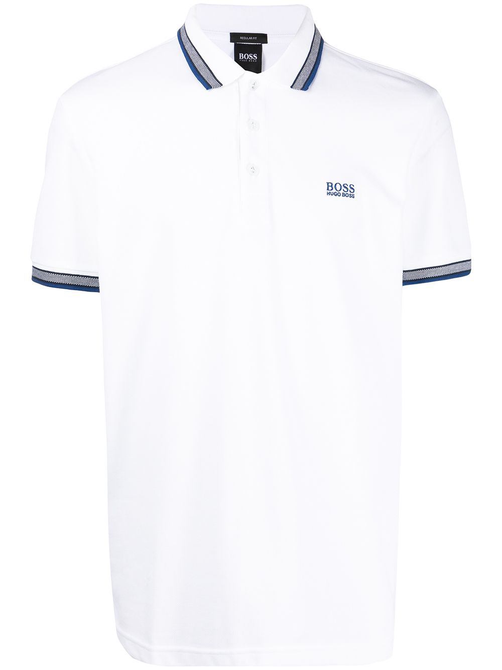 BOSS Embroidered-logo polo shirt White/Blue - MAISONDEFASHION.COM