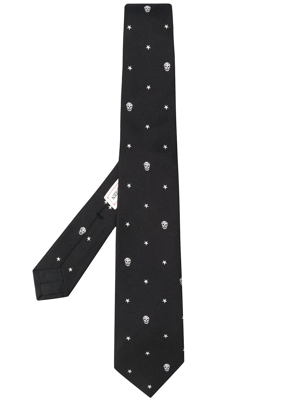 ALEXANDER MCQUEEN Skull And Star Print Tie Black/White - MAISONDEFASHION.COM