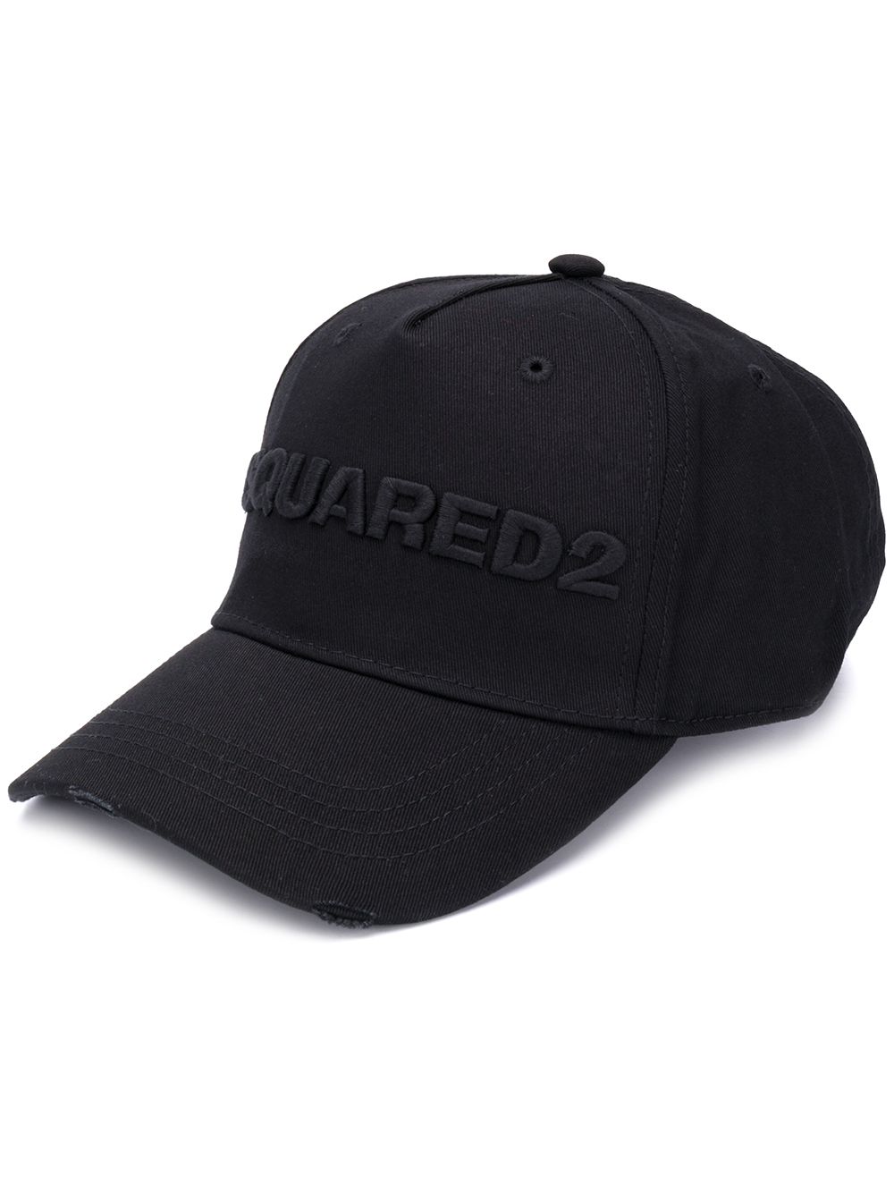 DSQUARED2 Logo Distressed Cap Black - MAISONDEFASHION.COM