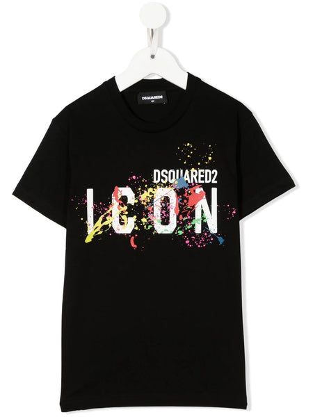 DSQUARED2 KIDS Icon Logo Print Splatter Effect T-Shirt Black