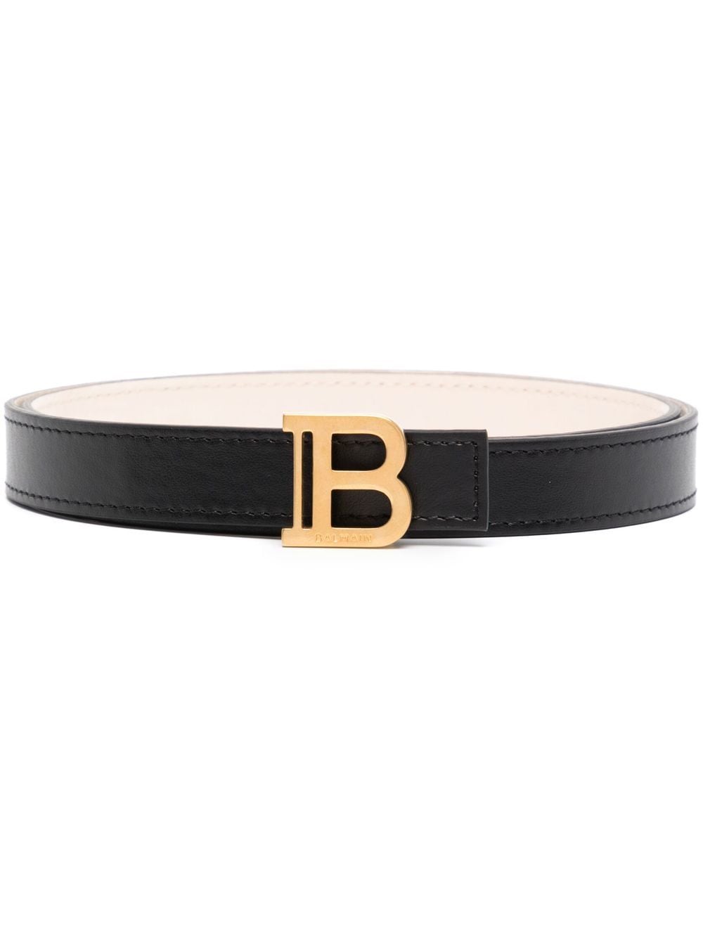 BALMAIN WOMEN Logo-plaque leather belt Black - MAISONDEFASHION.COM