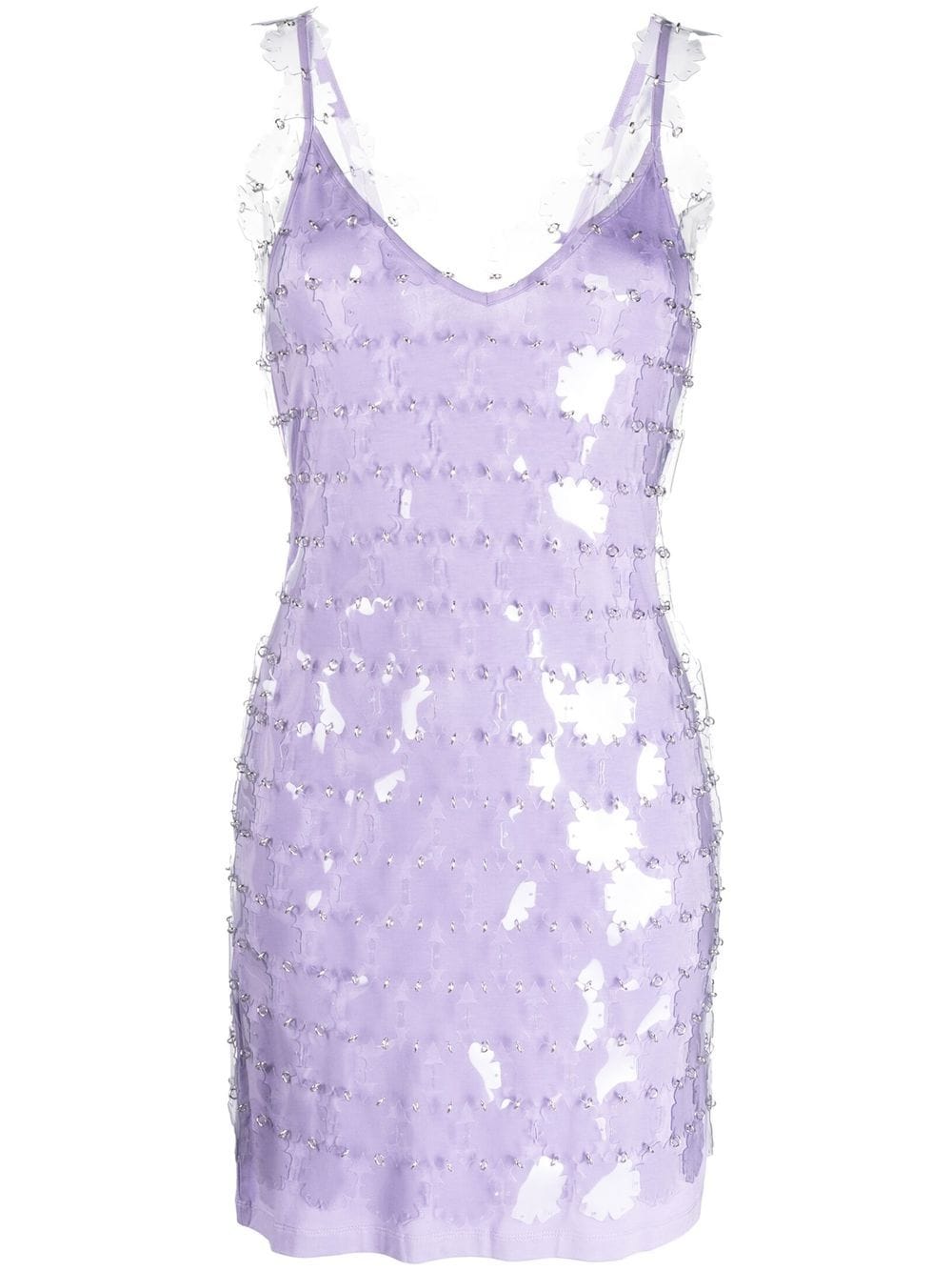 PACO RABANNE Sequinned V-neck Mini Dress Purple - MAISONDEFASHION.COM