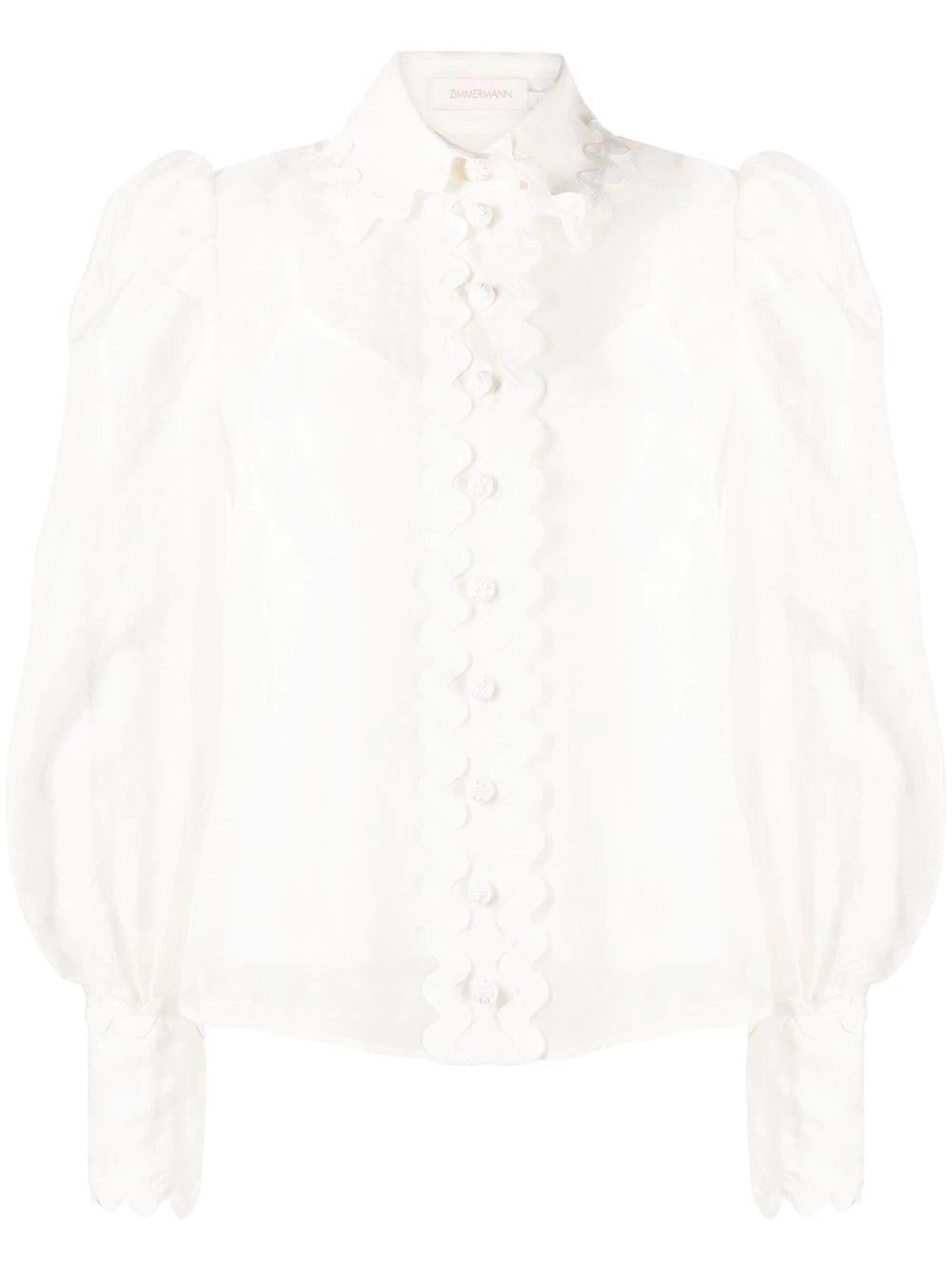 ZIMMERMANN WOMEN High Tide Ric Rac Body Shirt White β MAISONDEFASHION.COM