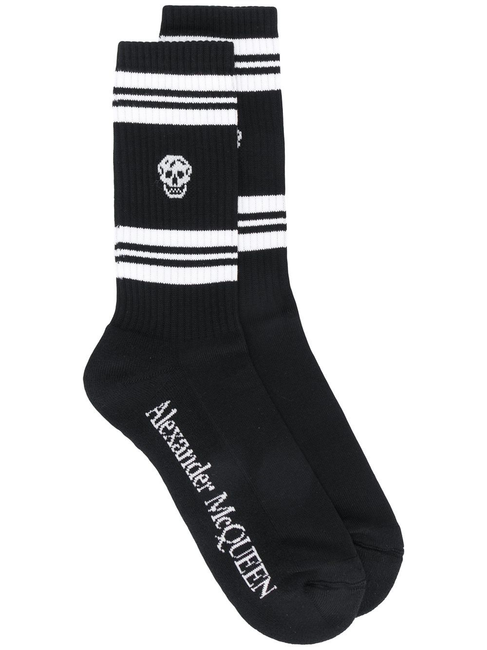 ALEXANDER MCQUEEN Skull Motif Socks Black - MAISONDEFASHION.COM