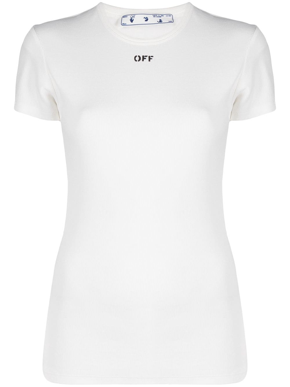 OFF WHITE WOMEN Ribbed Basic T-shirt White - MAISONDEFASHION.COM