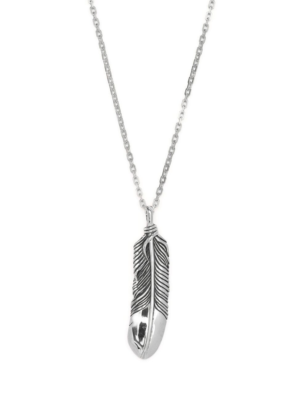 AMBUSH Feather charm necklace Silver - MAISONDEFASHION.COM