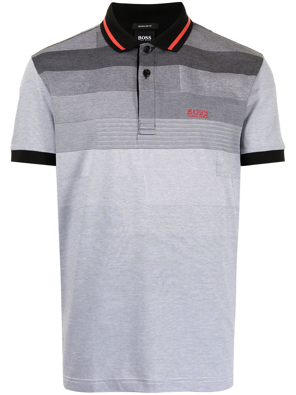BOSS Logo-embroidered cotton polo shirt Grey - MAISONDEFASHION.COM