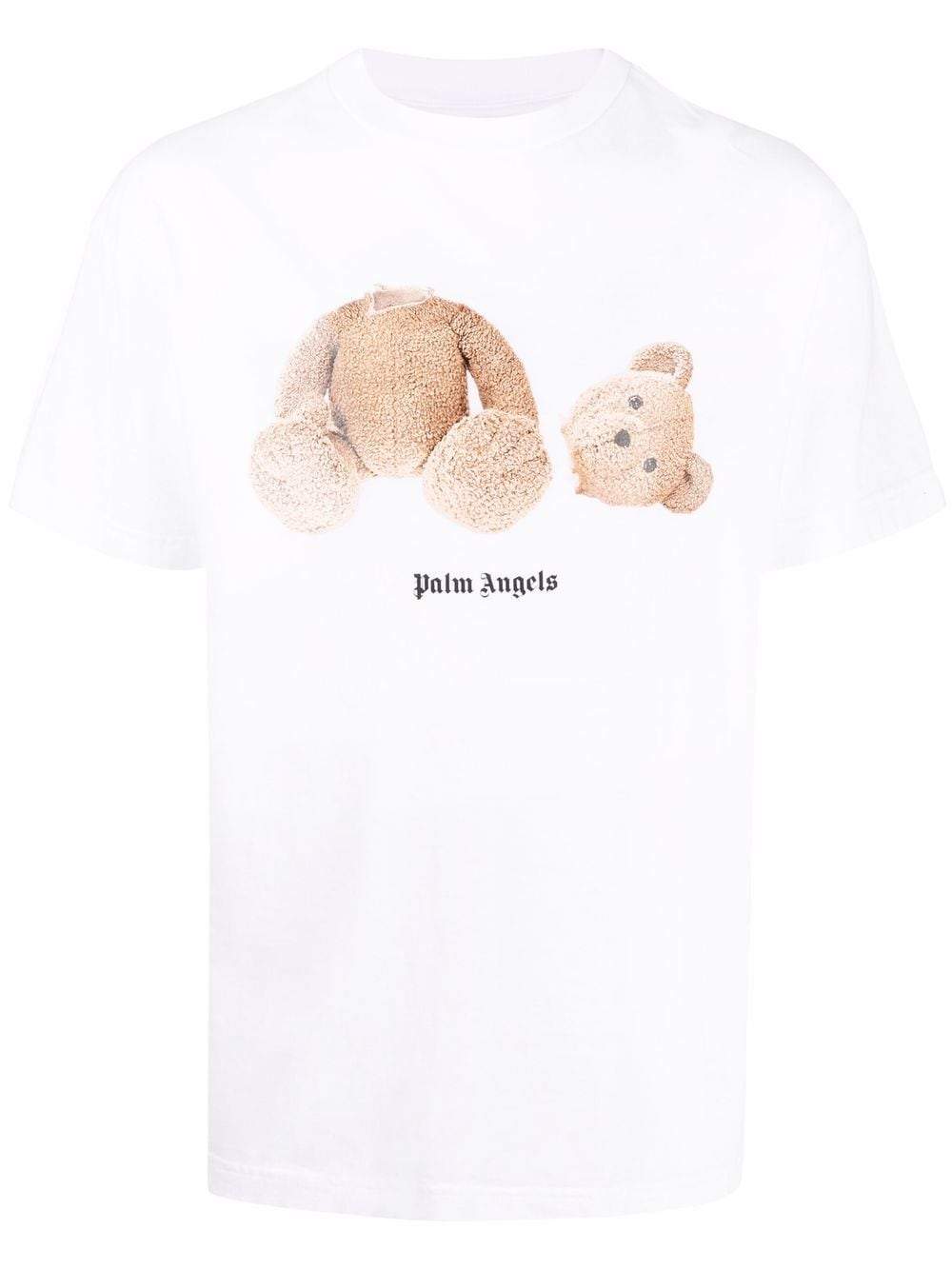 PALM ANGELS Bear Graphic T-Shirt White - MAISONDEFASHION.COM