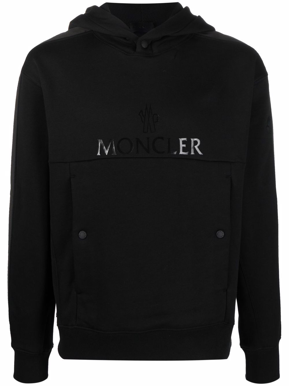 MONCLER Logo Print Hoodie Black - MAISONDEFASHION.COM