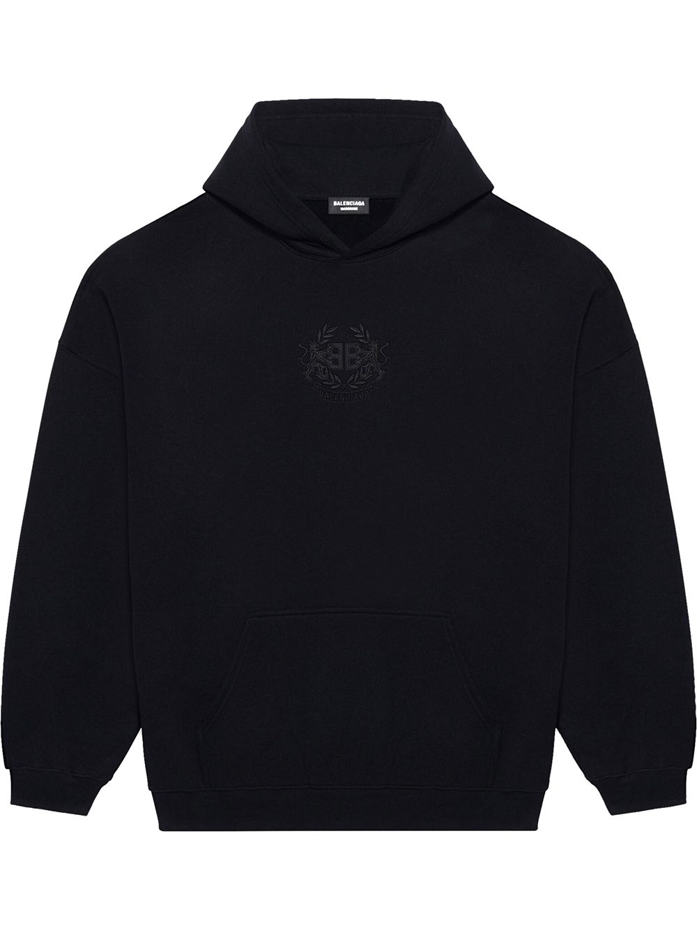 BALENCIAGA  Logo crest-embroidered hoodie Black - MAISONDEFASHION.COM