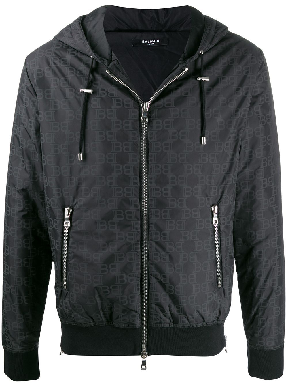 BALMAIN monogram-print hooded jacket black - Maison De Fashion 