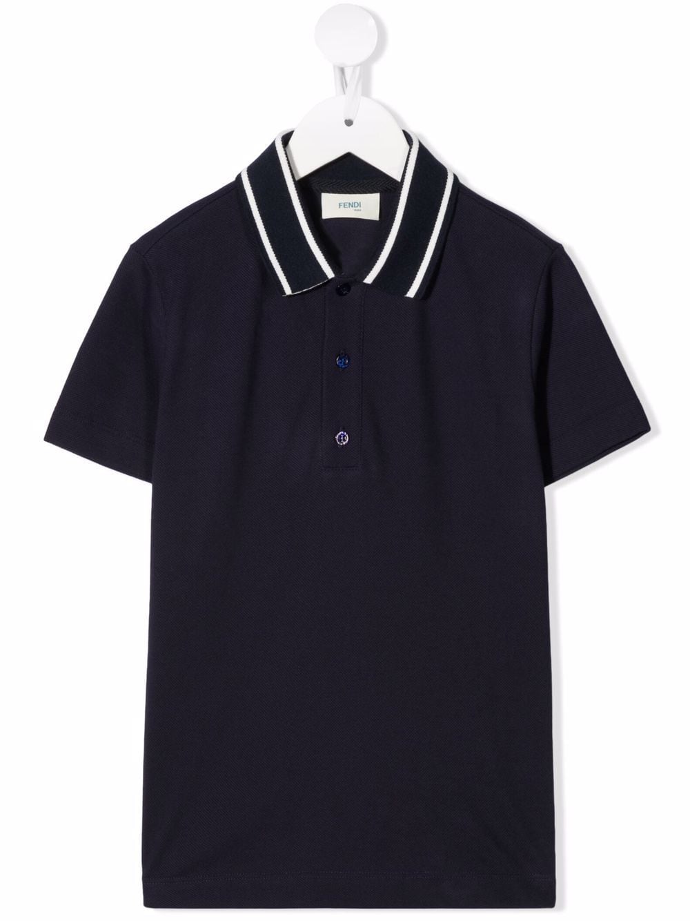 FENDI KIDS Logo Polo Shirt Navy - MAISONDEFASHION.COM