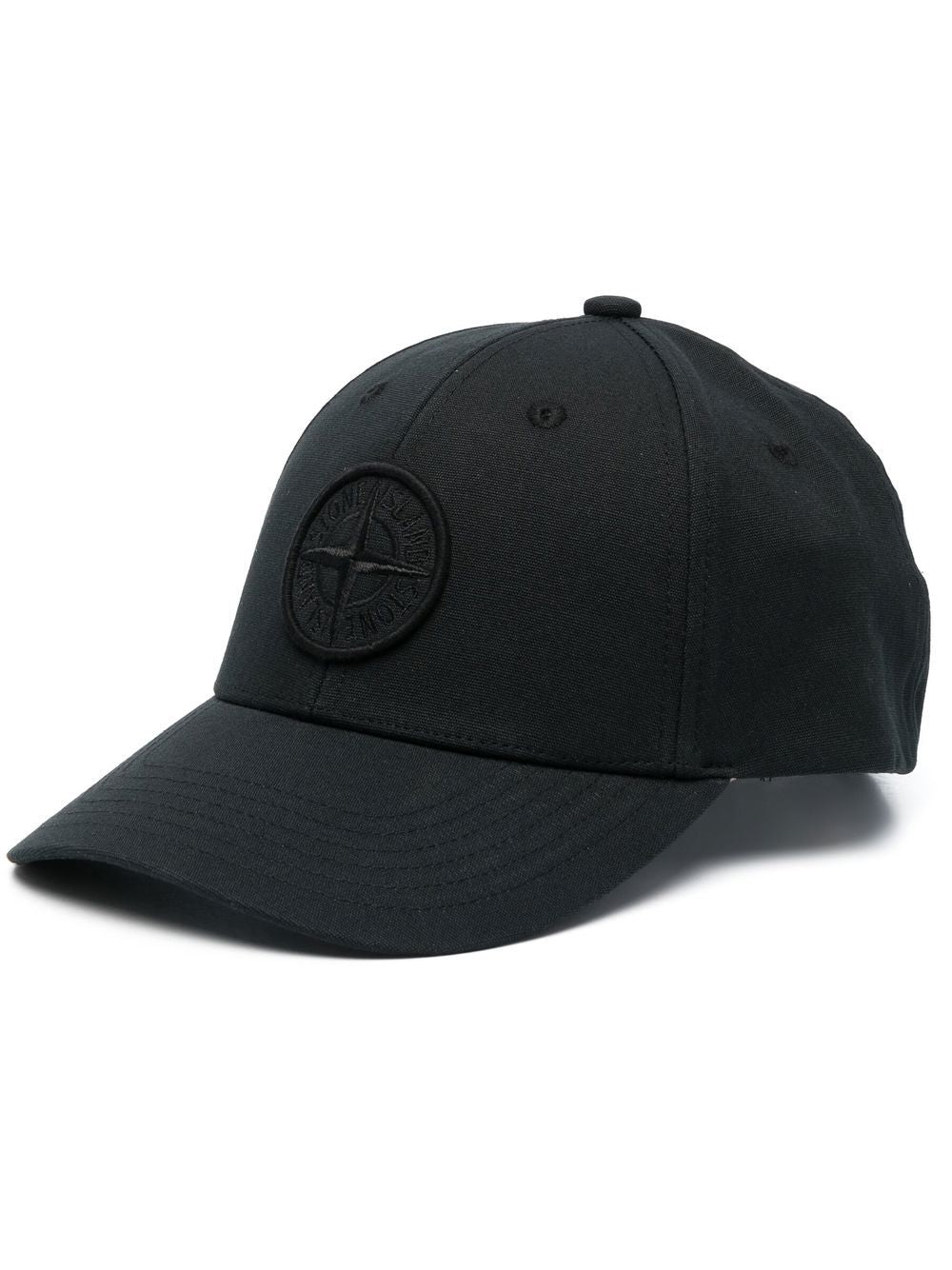 STONE ISLAND Logo Patch Tonal Cap Black - MAISONDEFASHION.COM