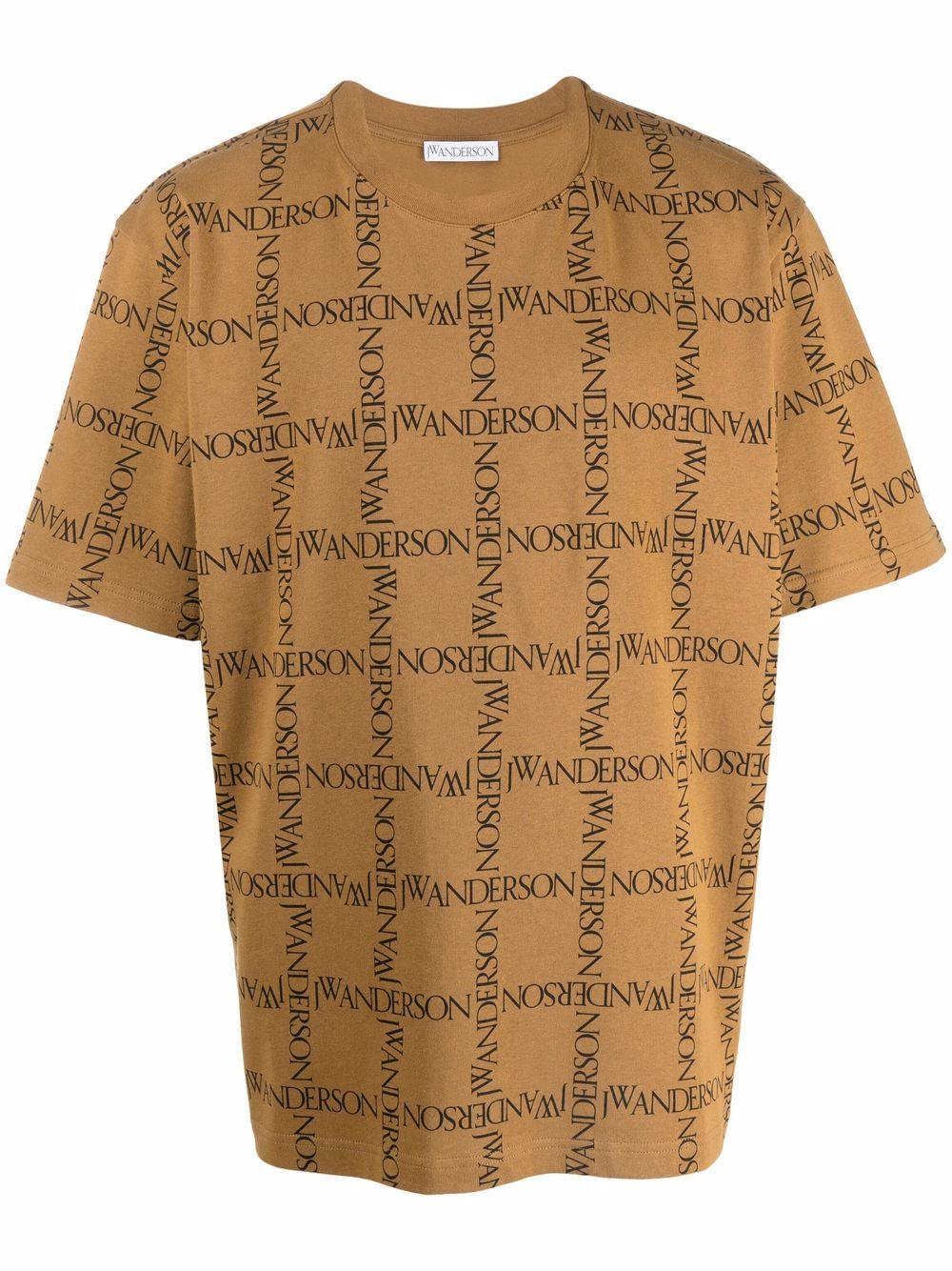JW ANDERSON Printed Logo Over T-Shirt Brown - MAISONDEFASHION.COM