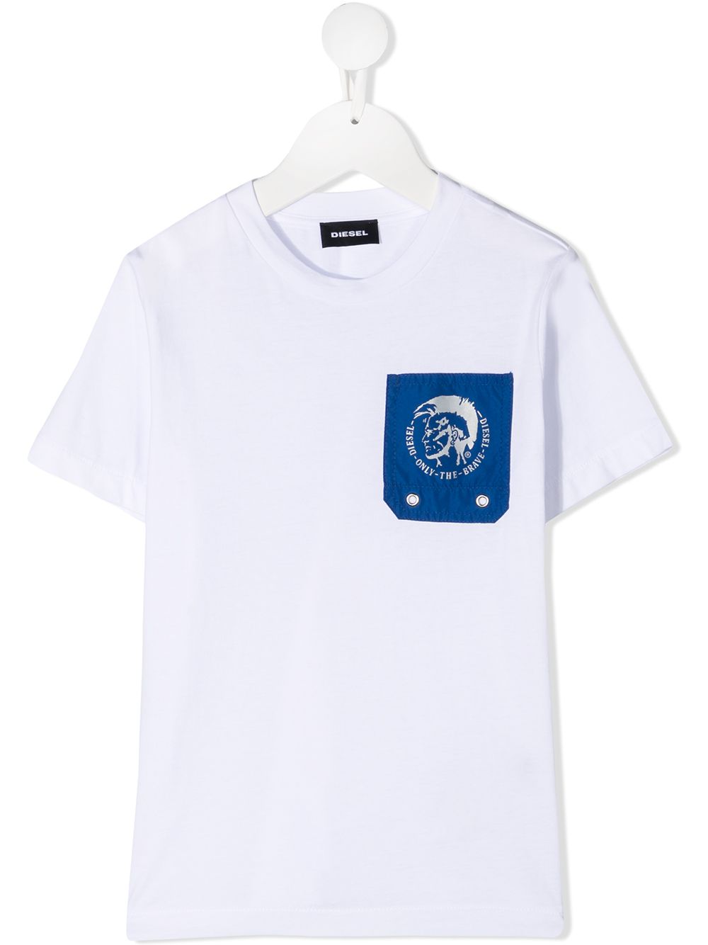 DIESEL KIDS Logo Pocket T-Shirt White/Blue - Maison De Fashion 