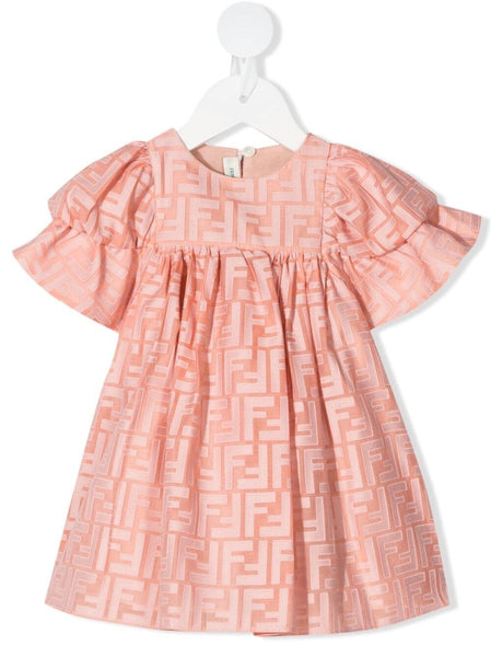 FENDI BABY FF pattern dress Pink MAISONDEFASHION.COM