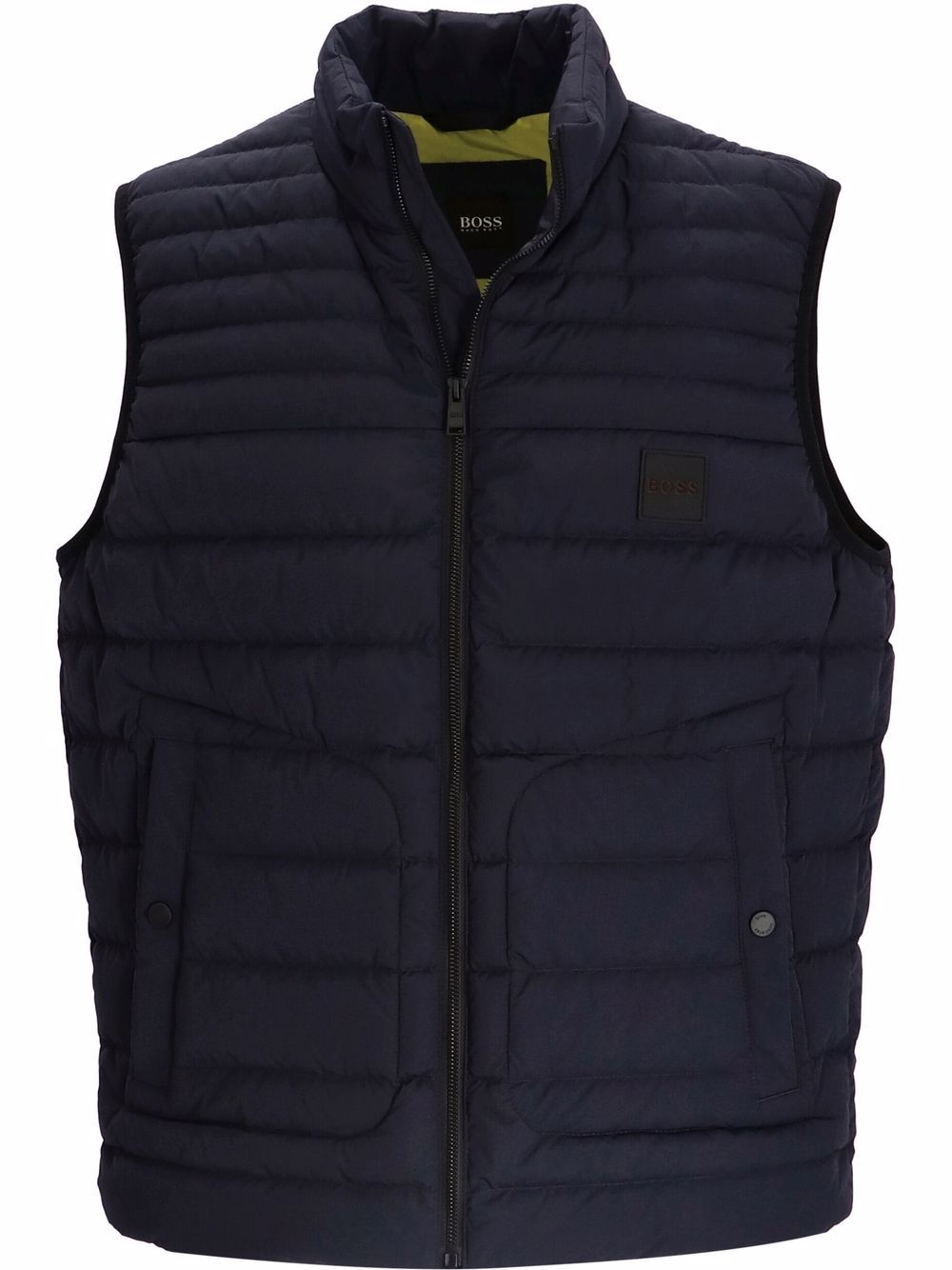 BOSS Logo Patch Down Gilet Navy - MAISONDEFASHION.COM