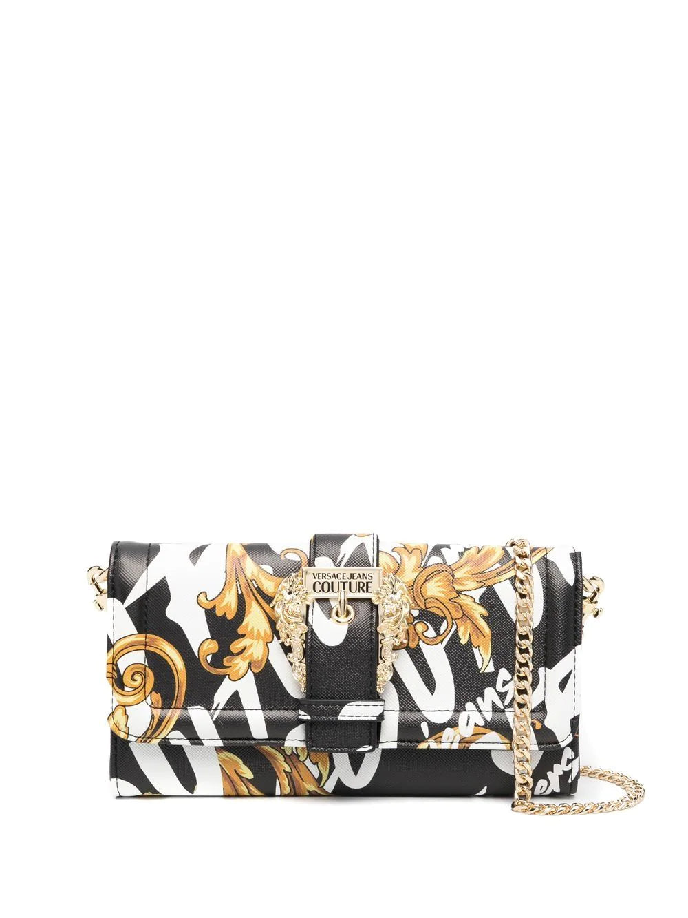 VERSACE WOMEN Baroque Print Chain Bag Black - MAISONDEFASHION.COM