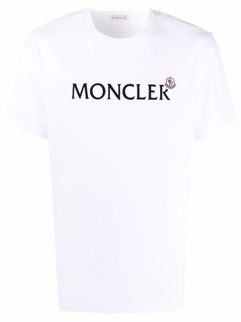MONCLER Flock Logo T-Shirt White - MAISONDEFASHION.COM