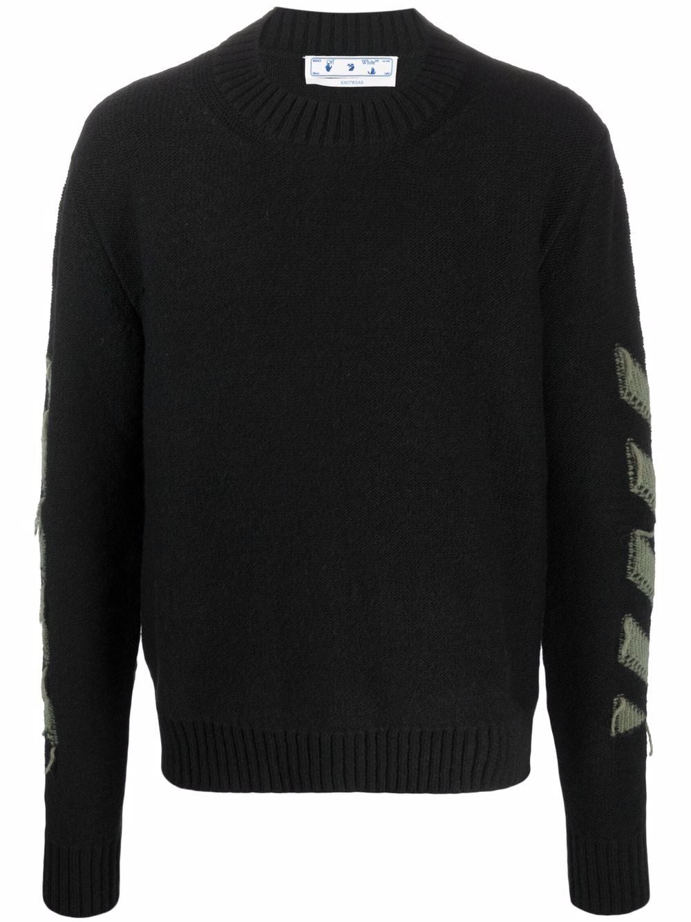 OFF-WHITE Reverse Arrow Knitted Sweatshirt Black - MAISONDEFASHION.COM