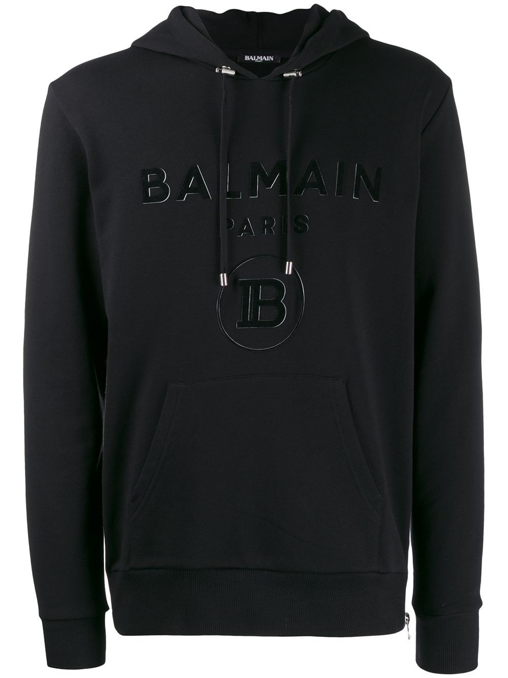 BALMAIN Velvet Logo Hoodie Black - MAISONDEFASHION.COM