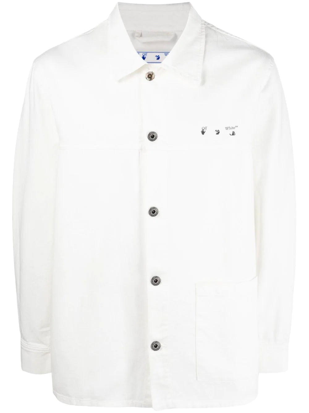 OFF-WHITE Caravaggio Arrow Denim Overshirt White - MAISONDEFASHION.COM