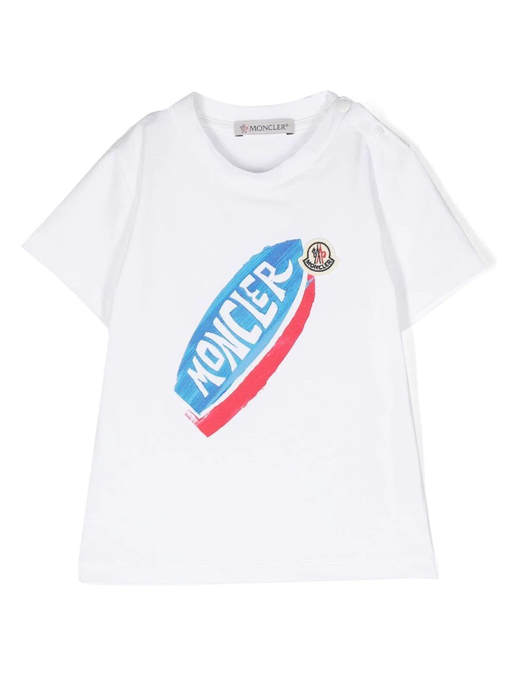 MONCLER BABY Logo Graphic Print T-Shirt White/Blue - MAISONDEFASHION.COM