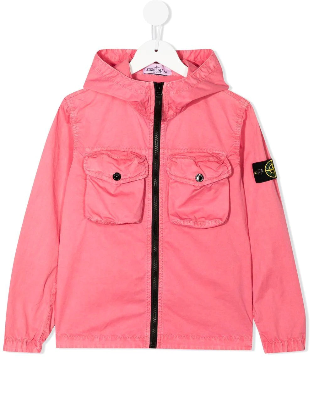 STONE ISLAND KIDS Compass-patch hooded jacket Pink STONE ISLAND KIDS Compass-patch hooded jacket Pink