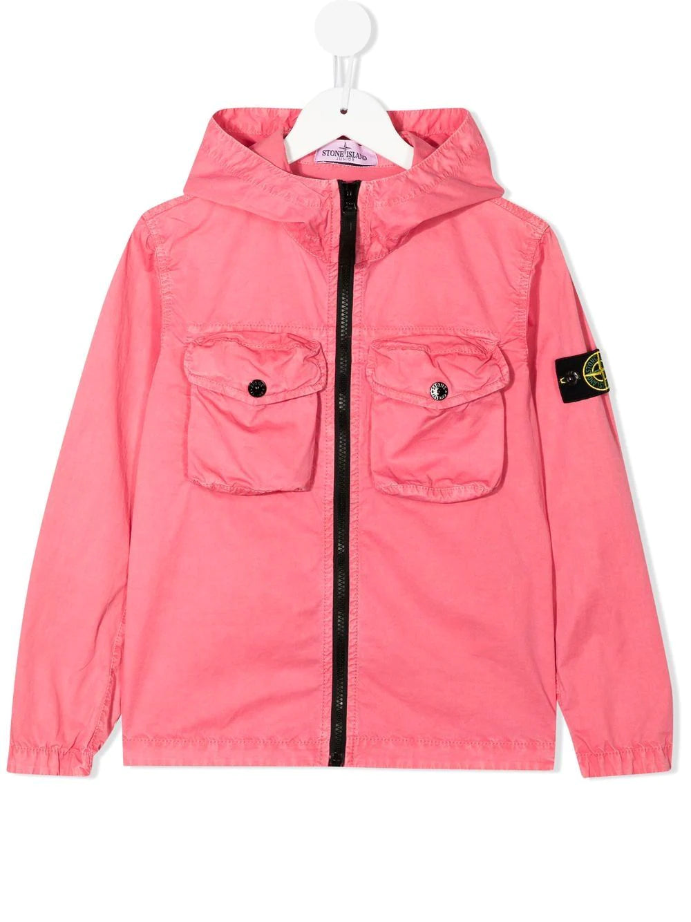 STONE ISLAND KIDS Compass-patch hooded jacket Pink - MAISONDEFASHION.COM