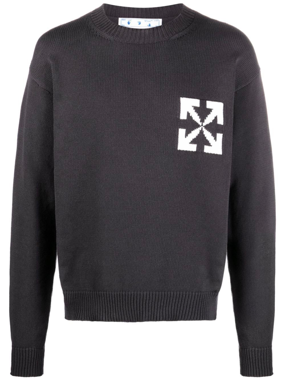 OFF-WHITE Arrow Logo Knitted Sweatshirt Black - MAISONDEFASHION.COM