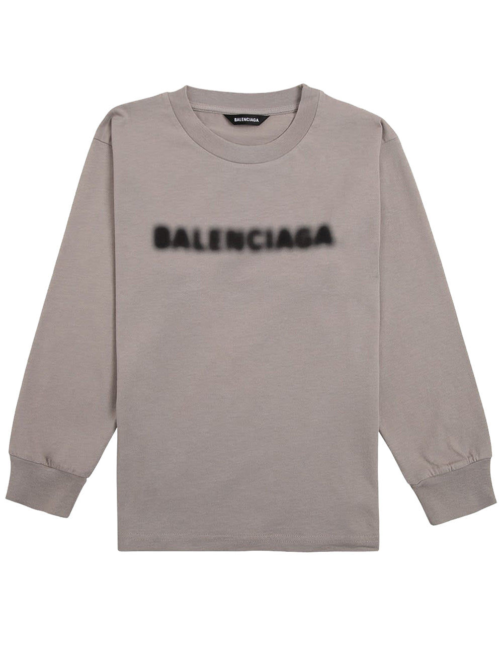 BALENCIAGA KIDS Blurry Logo Long Sleeve T-Shirt Grey - MAISONDEFASHION.COM