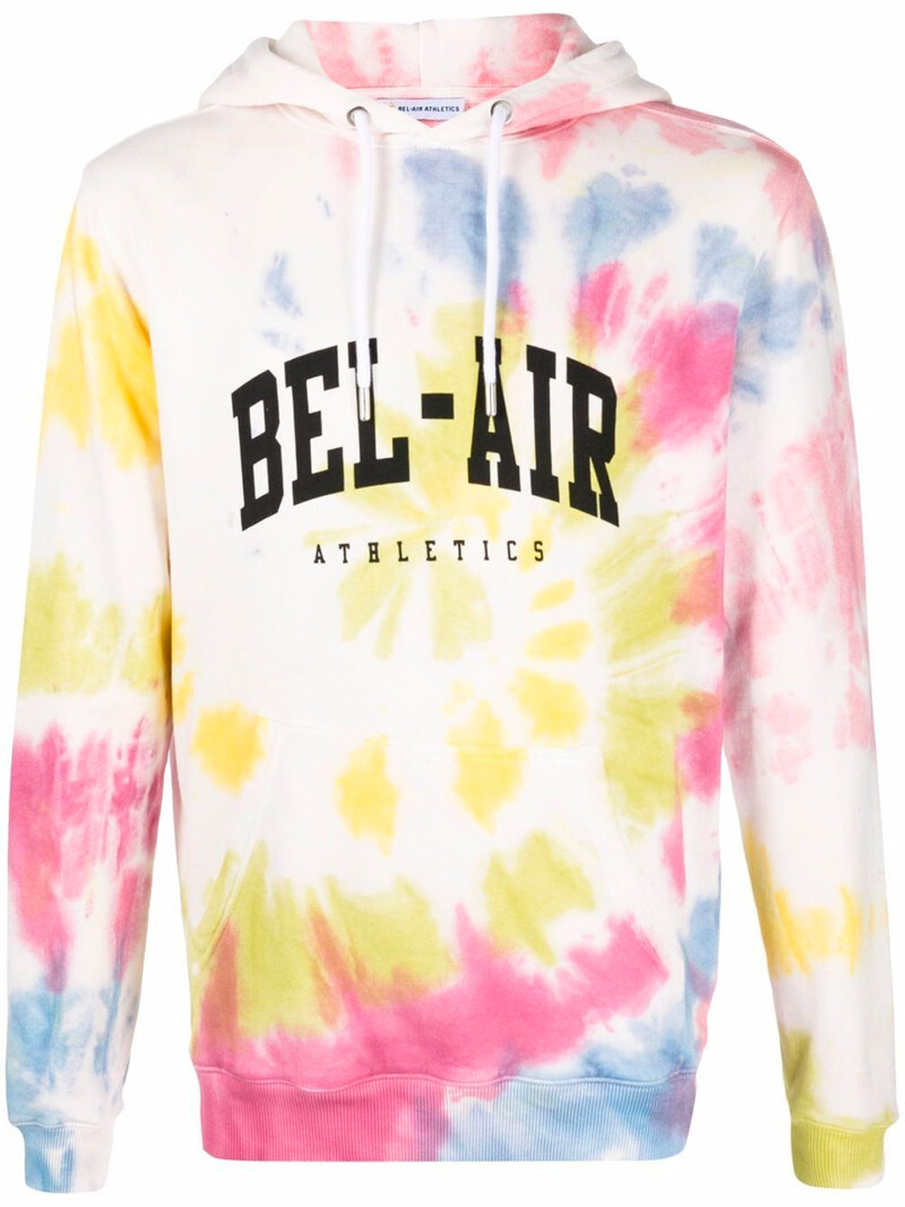 BEL-AIR ATHLETICS Logo Tie-Dye Hoodie White - MAISONDEFASHION.COM