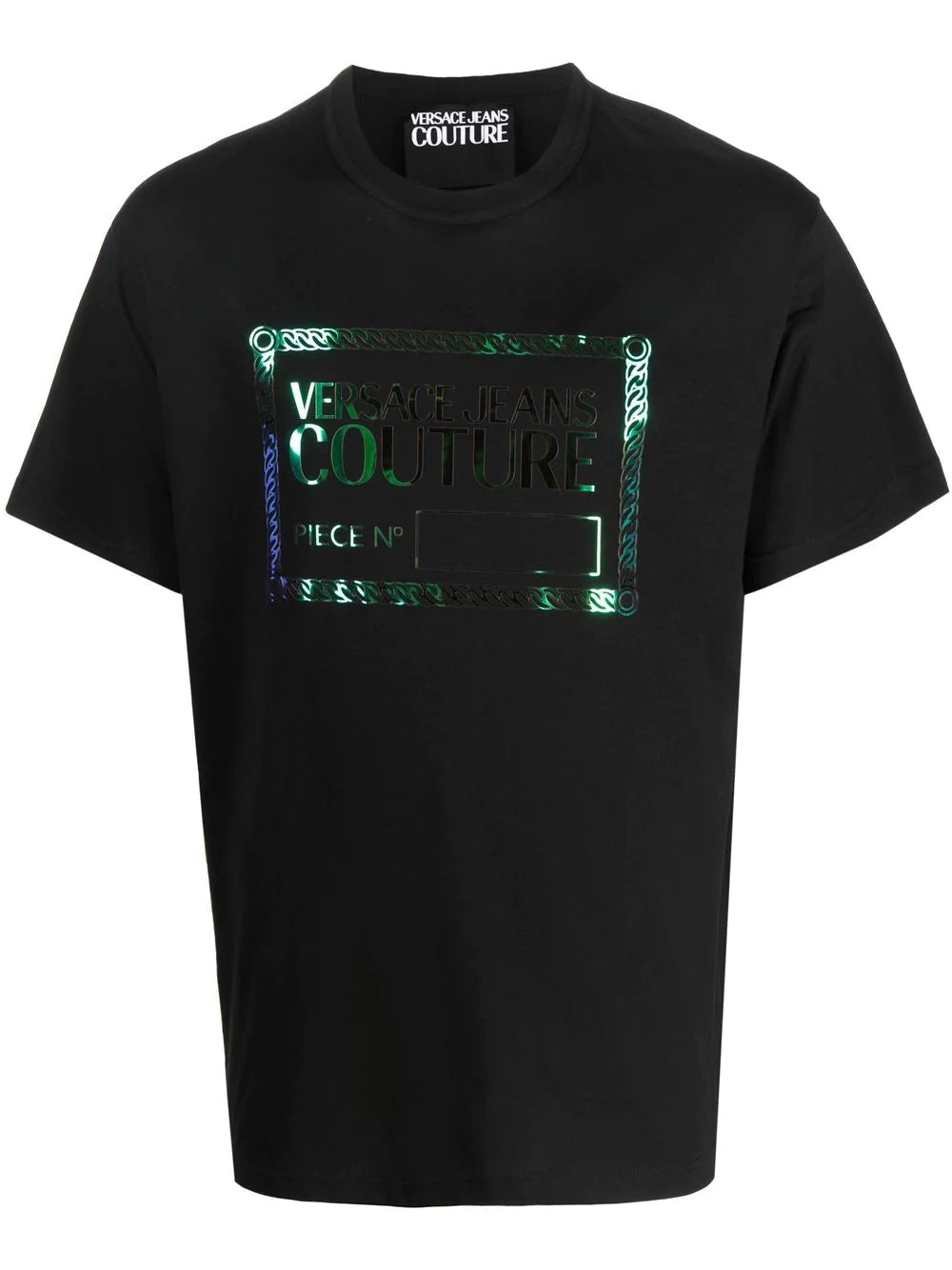 VERSACE Metallic Logo T-Shirt Black - MAISONDEFASHION.COM