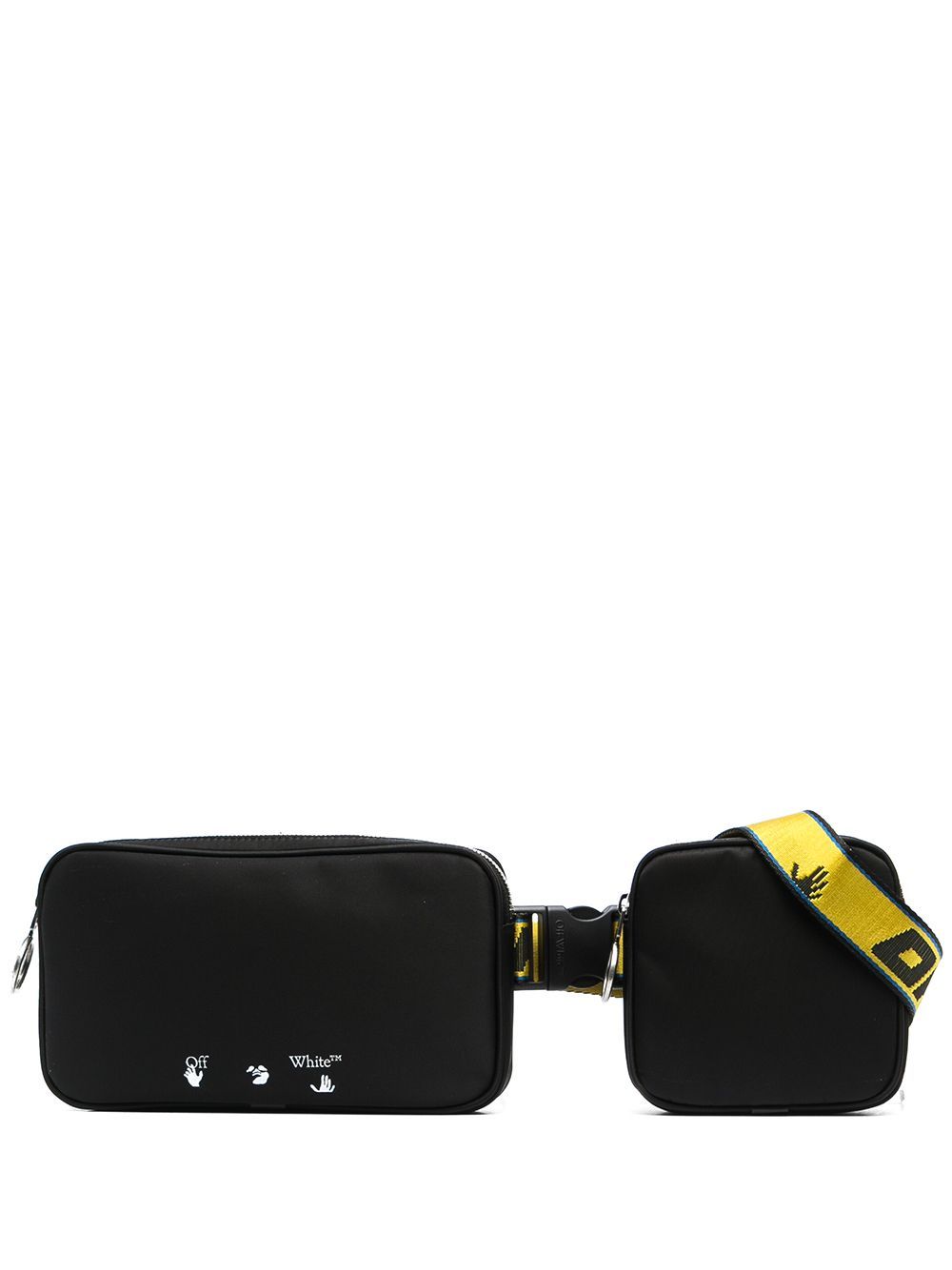 OFF-WHITE Zip Pocket Double Belt Bag Black - MAISONDEFASHION.COM
