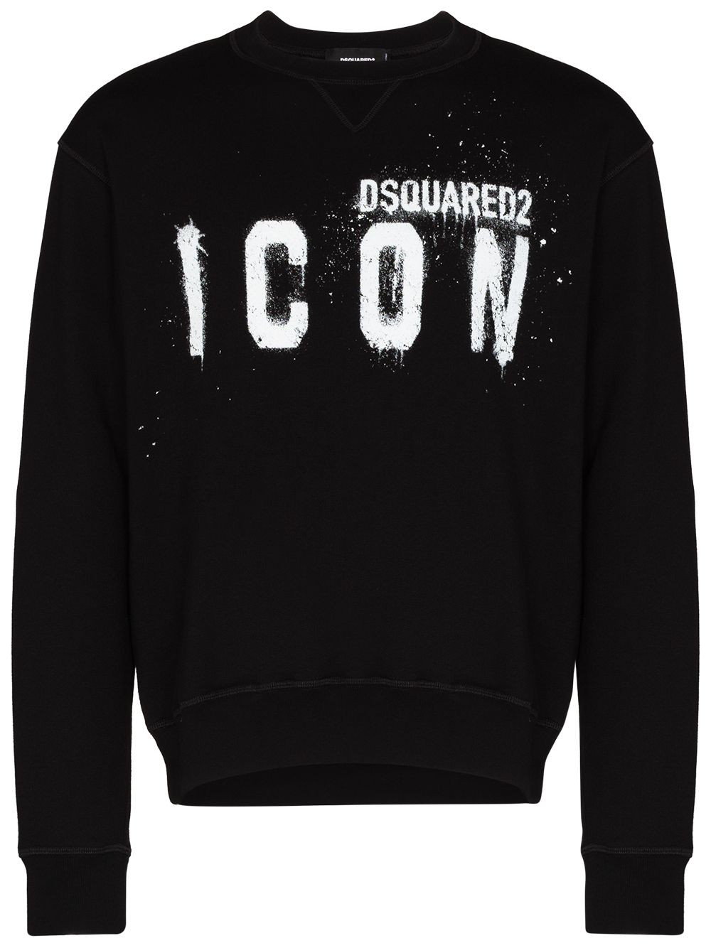 DSQUARED2 Icon Spray Sweatshirt Black - MAISONDEFASHION.COM