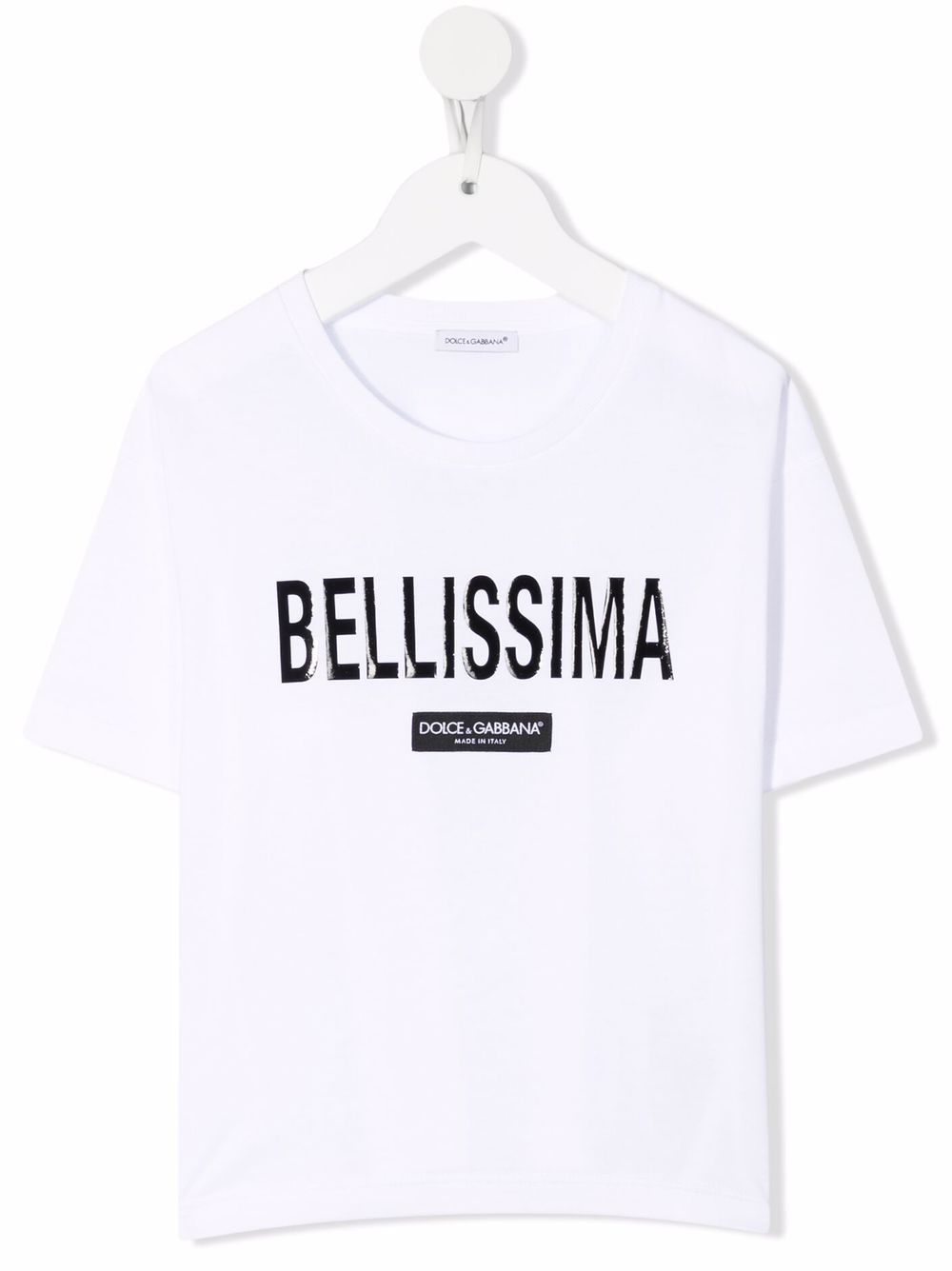 DOLCE & GABBANA KIDS Bellissima Logo Print T-Shirt White - MAISONDEFASHION.COM