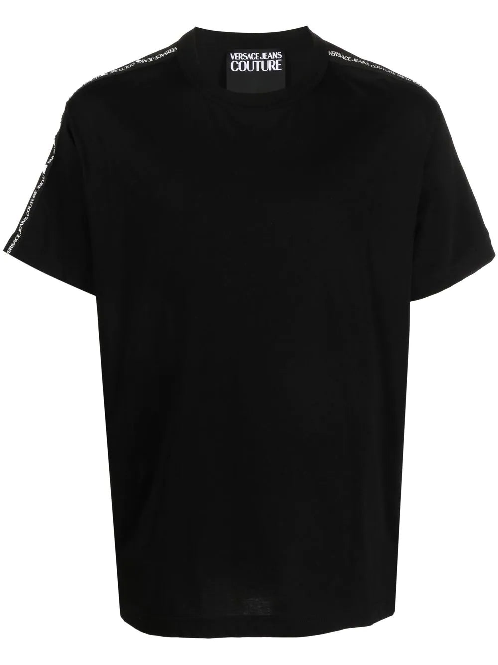 VERSACE Logo Tape T-Shirt Black - MAISONDEFASHION.COM