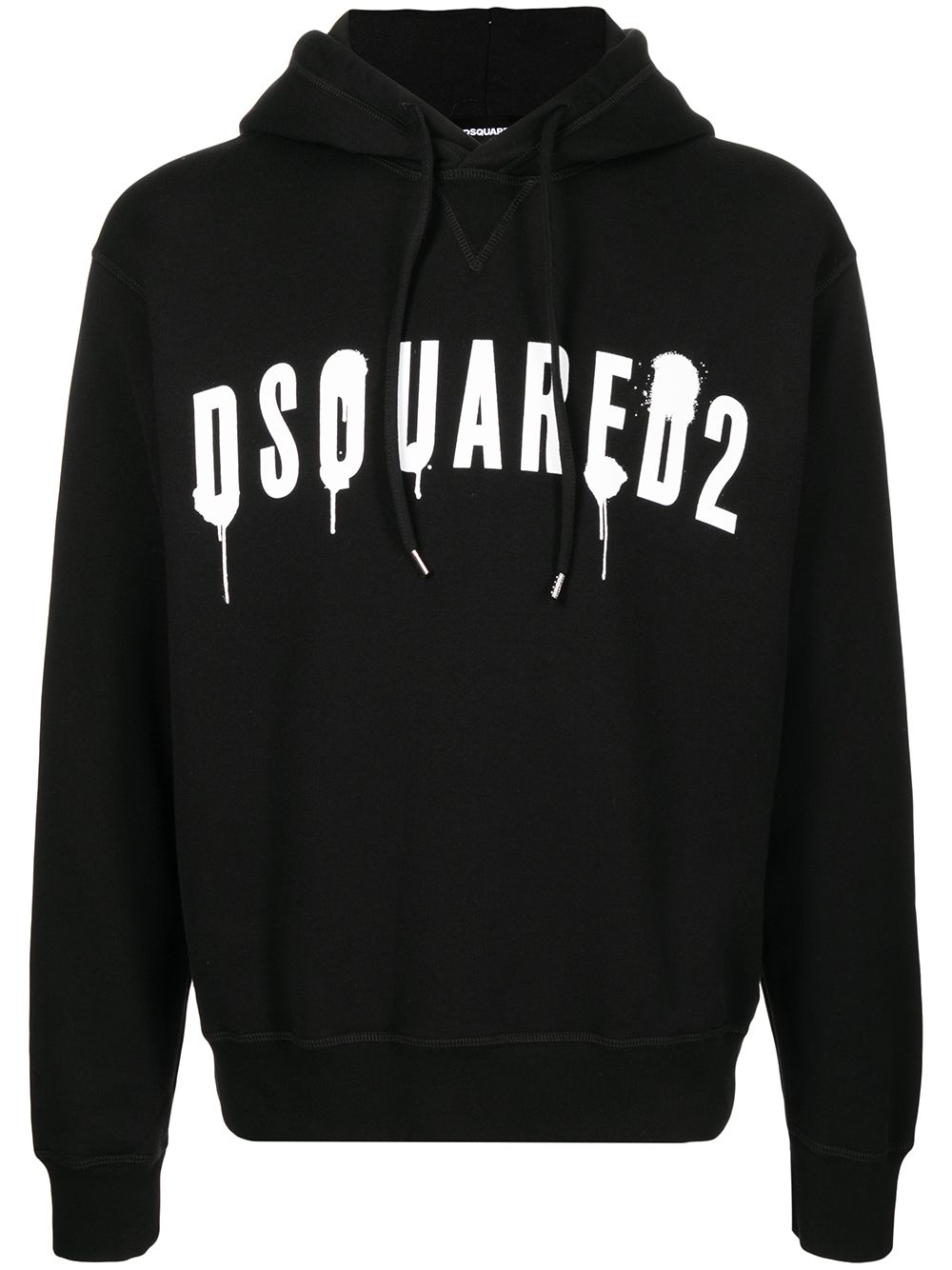 DSQUARED2 Logo Print Hoodie Black - MAISONDEFASHION.COM