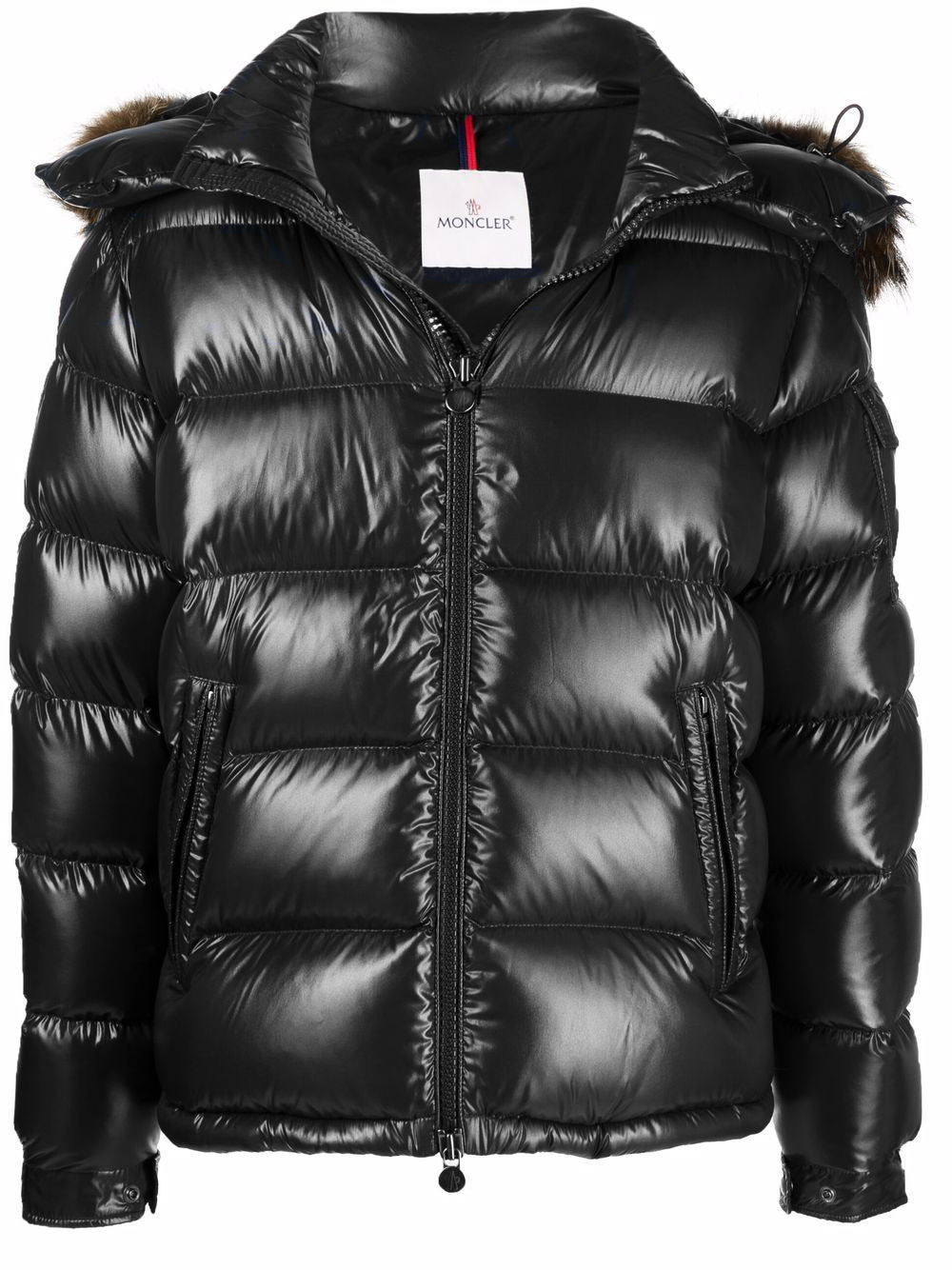 MONCLER Maya Padded Jacket With Fur Black - MAISONDEFASHION.COM
