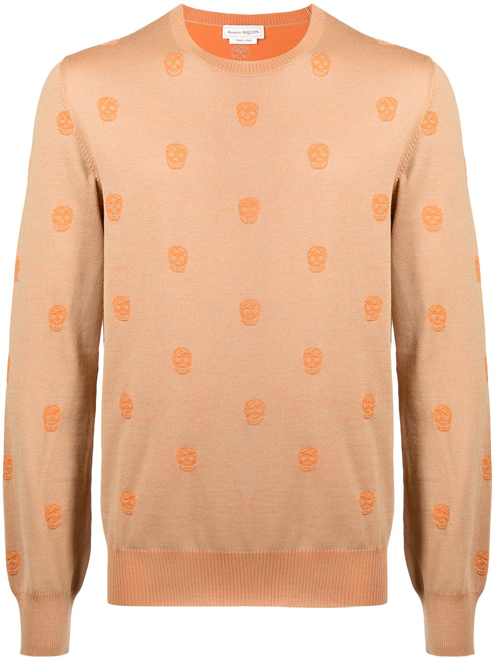 ALEXANDER MCQUEEN Skull Intarsia Knit Sweatshirt Beige - MAISONDEFASHION.COM