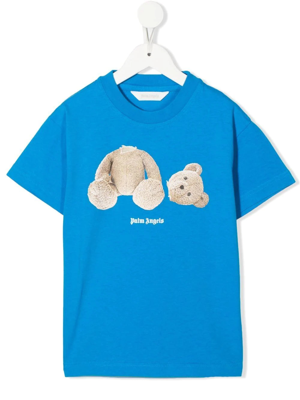 PALM ANGELS KIDS Bear T-Shirt Blue/Brown - MAISONDEFASHION.COM