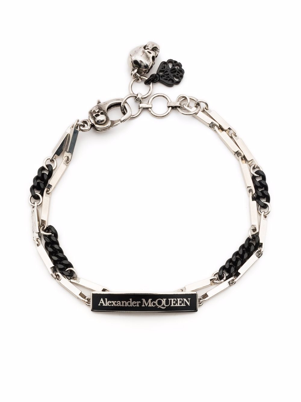 ALEXANDER MCQUEEN Enamel Signat Bracelet Black/Transparent - MAISONDEFASHION.COM