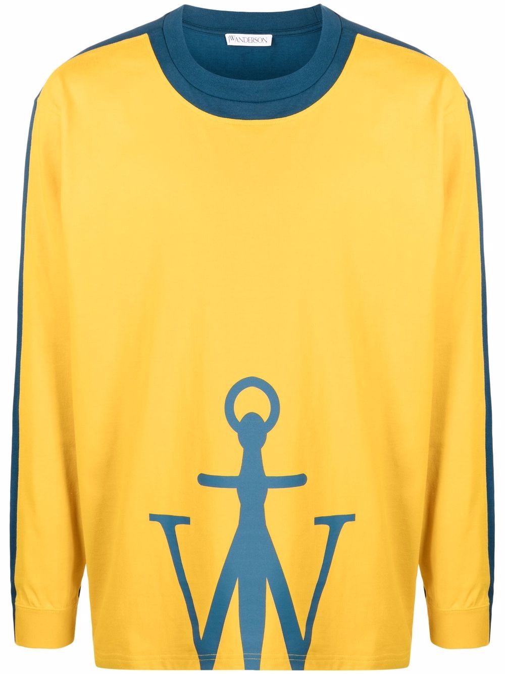 JW ANDERSON Anchor-logo colour block sweatshirt Blue/Yellow - MAISONDEFASHION.COM