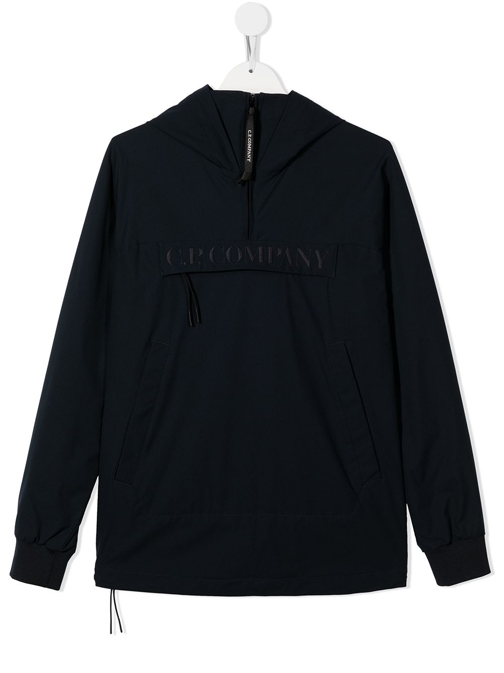 C.P. COMPANY KIDS Logo embroidered rain jacket Navy MAISONDEFASHION.COM