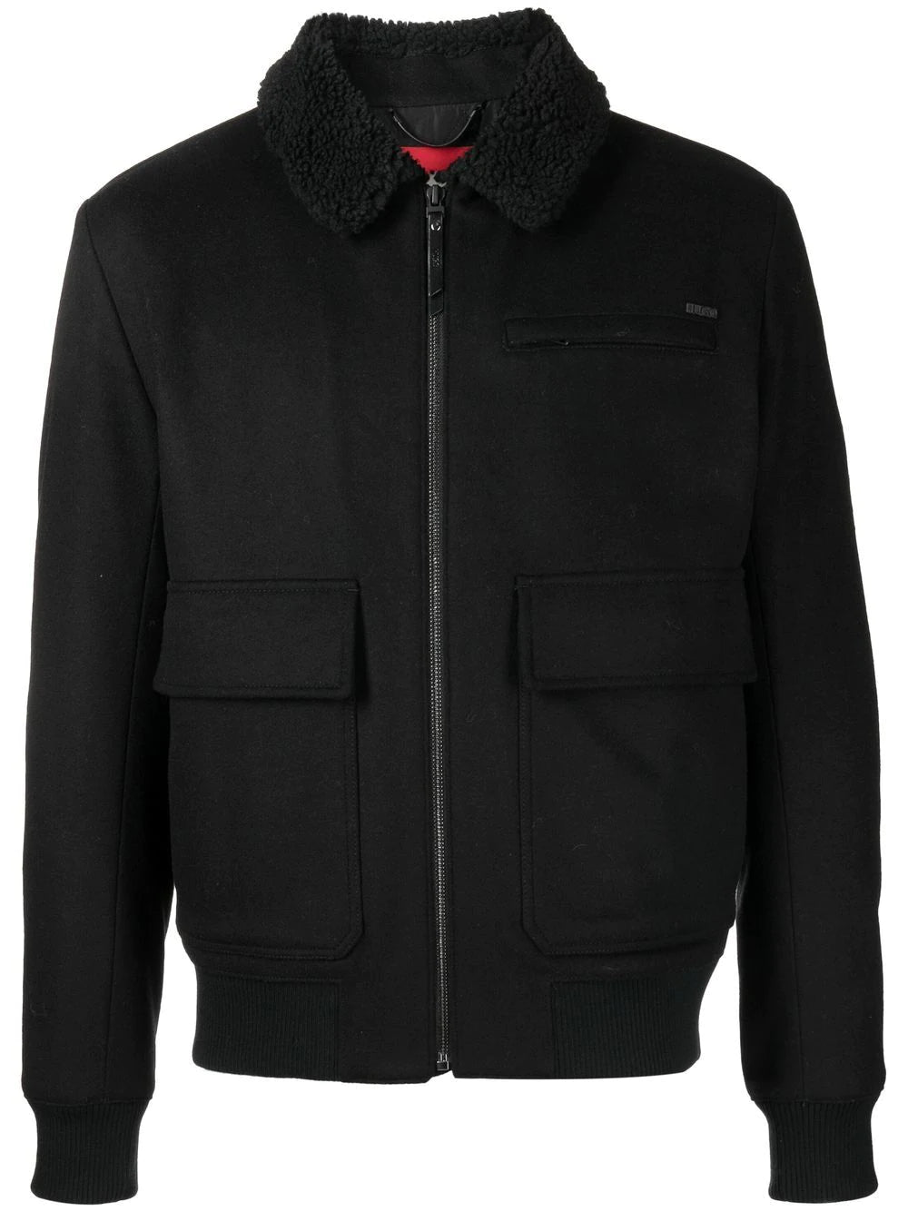 HUGO Shearling-collar virgin-wool jacket Black - MAISONDEFASHION.COM