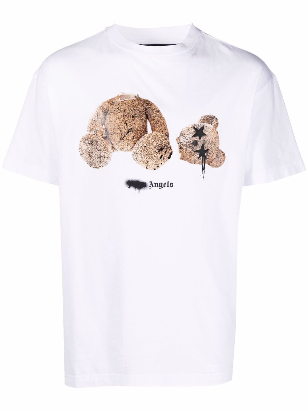 PALM ANGELS Spray Bear T-Shirt White - MAISONDEFASHION.COM