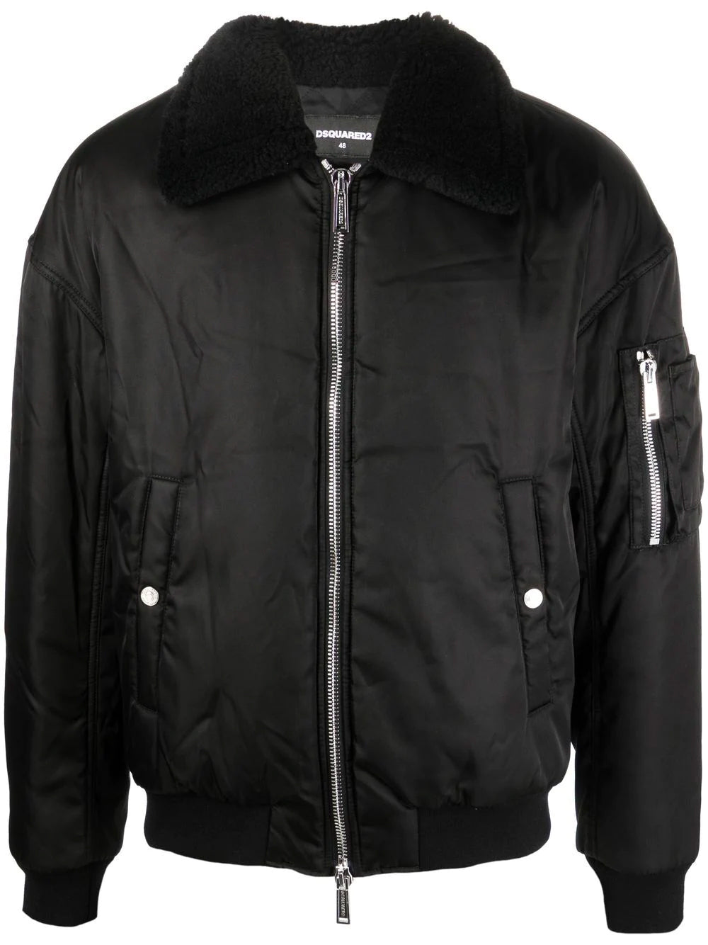 DSQUARED2 Cyprus Sunset Leaf Bomber Jacket Black - MAISONDEFASHION.COM