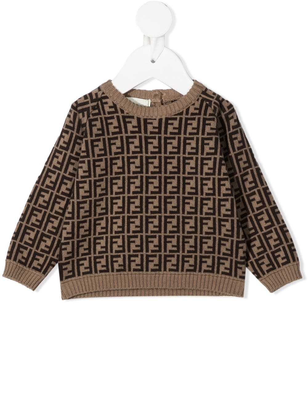 FENDI Baby Monogram Knitted Jumper Brown - MAISONDEFASHION.COM