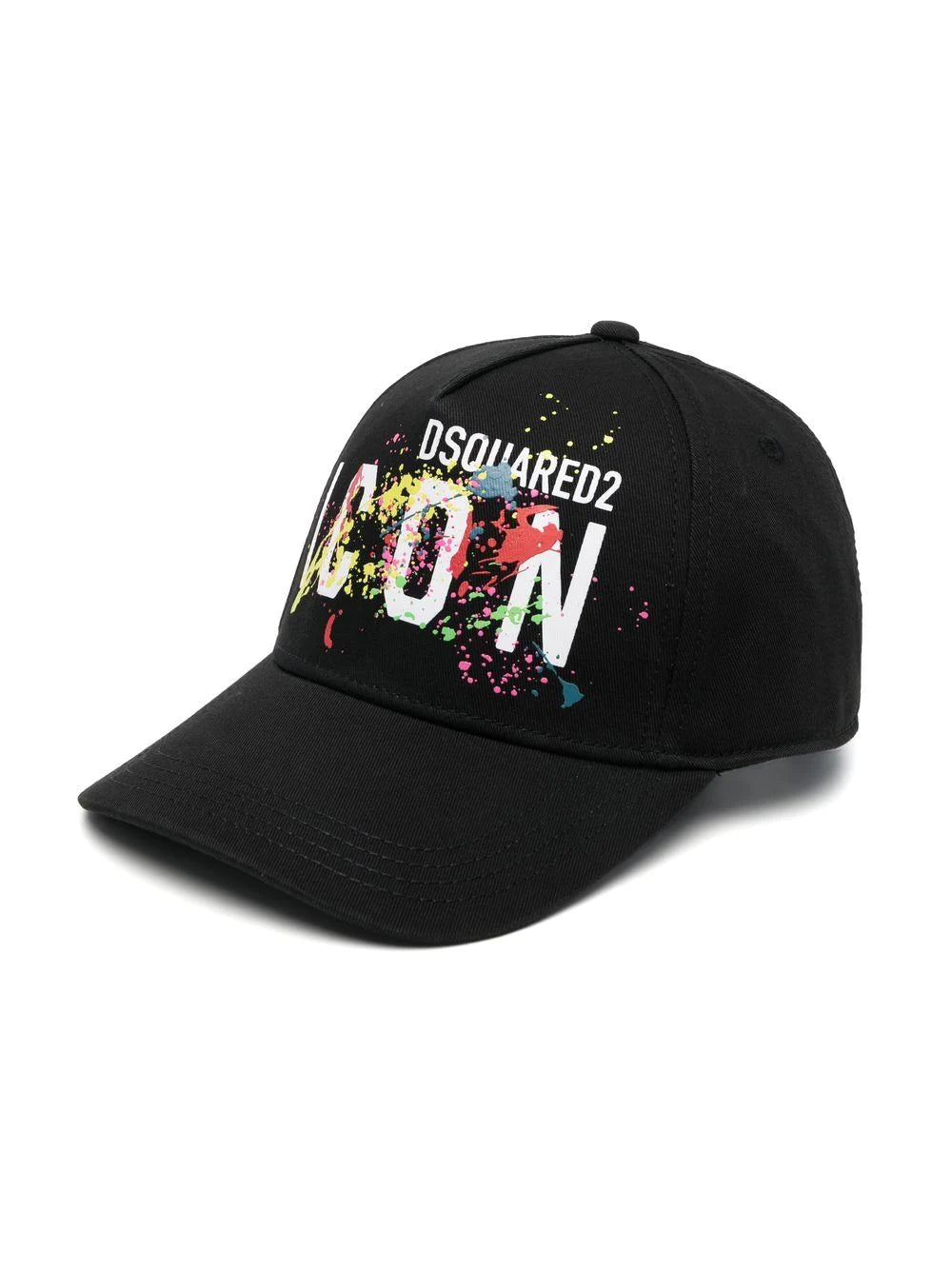 DSQUARED2 KIDS Icon Logo Splatter Effect Cap Black/White - MAISONDEFASHION.COM